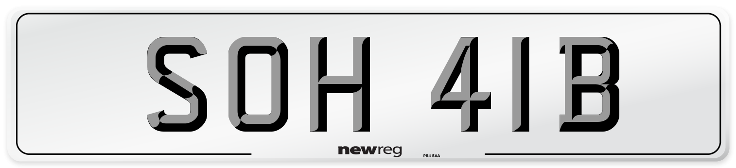 SOH 41B Number Plate from New Reg